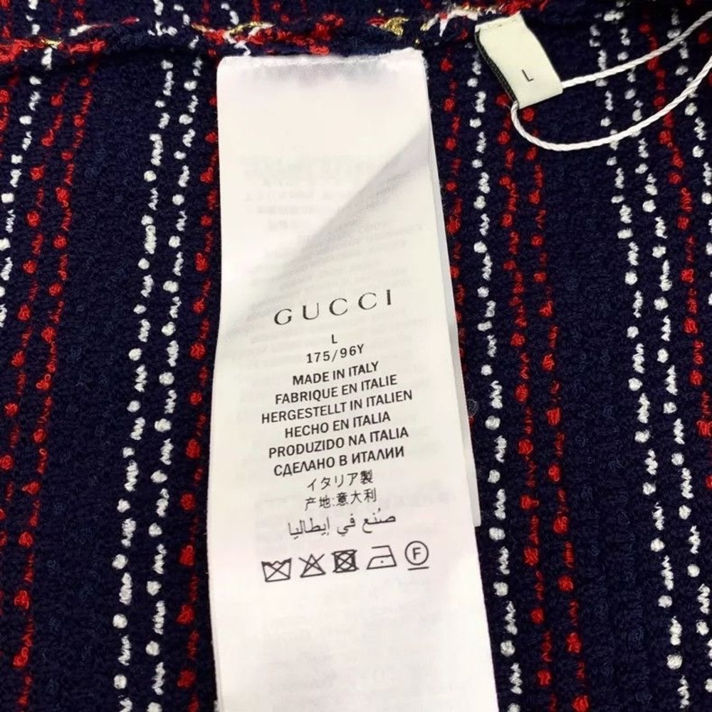 Gucci Color-blocked diamond striped wool V-neck long-sleeve - Large - Picture 5 of 9